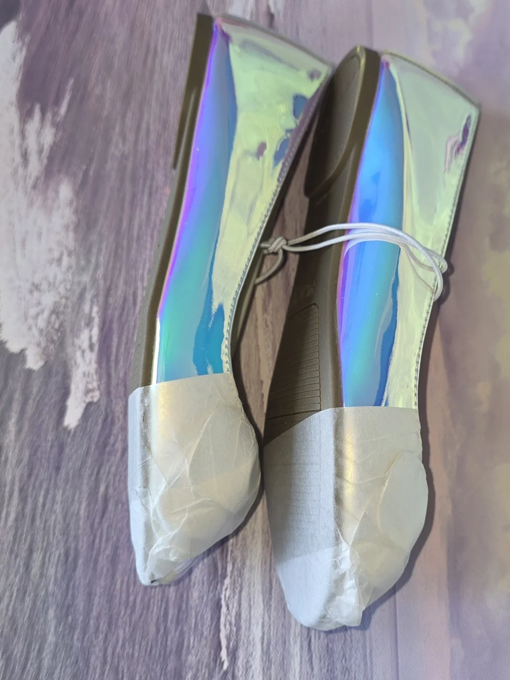 Place Silver/White Iridescent Girls' Ballet Flats BRIDAL